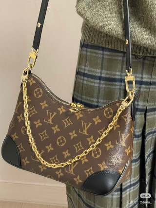 Louis Vuitton Monogram Canvas Shoulder Bag Brown view 3