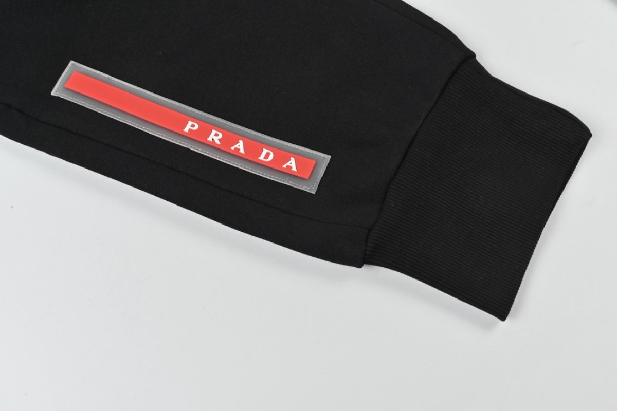 Prada Black Cargo Pants with Logo Embroidery view