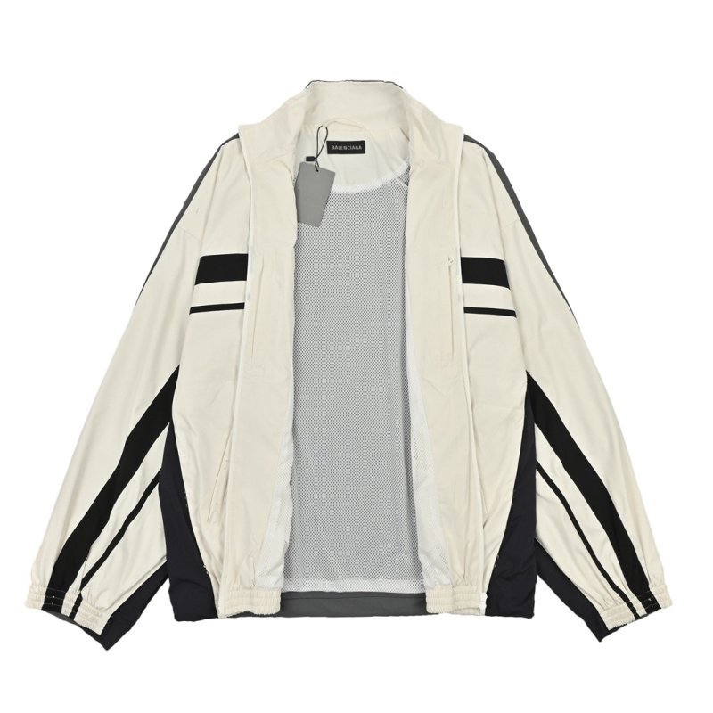 White Black Stripe Zip-Up Track Jacket view