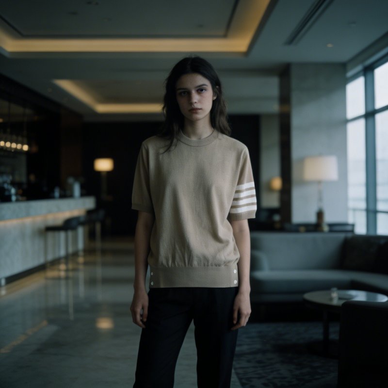 Essentials Beige Stripe Short Sleeve T-Shirt view