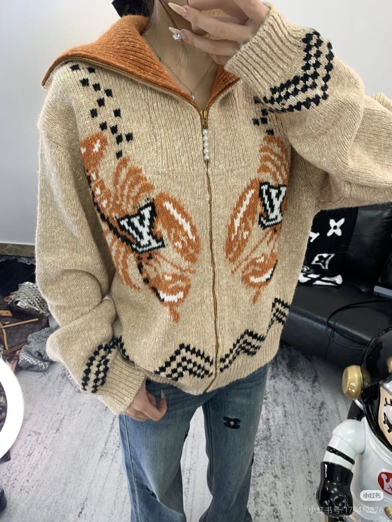 Louis Vuitton Monogram Zip Cardigan Beige Orange view