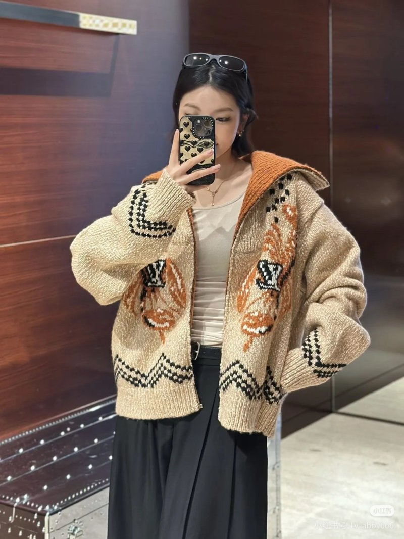 Louis Vuitton Monogram Zip Cardigan Beige Orange view