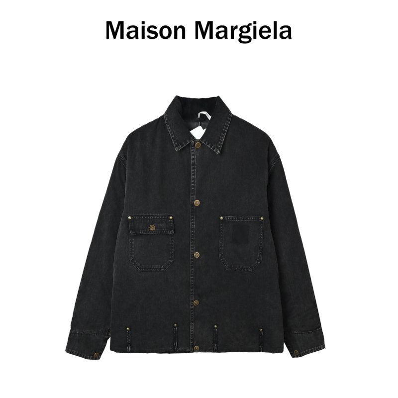Charcoal Washed Denim Jacket with Utility Pockets view