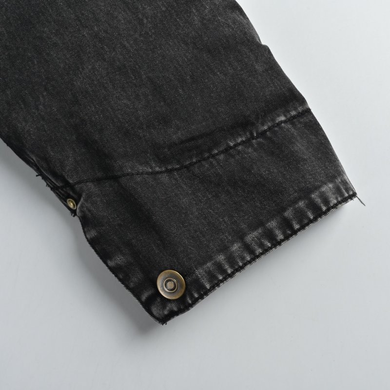 Charcoal Washed Denim Jacket with Utility Pockets view