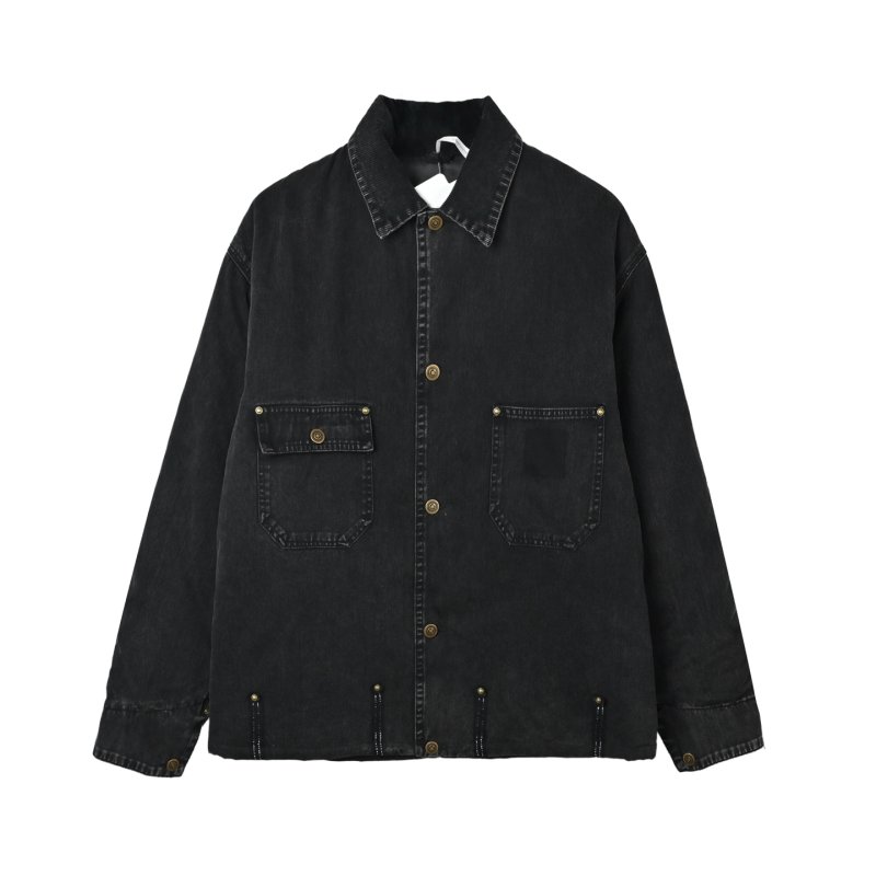 Charcoal Washed Denim Jacket with Utility Pockets view