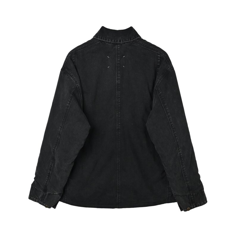 Charcoal Washed Denim Jacket with Utility Pockets view