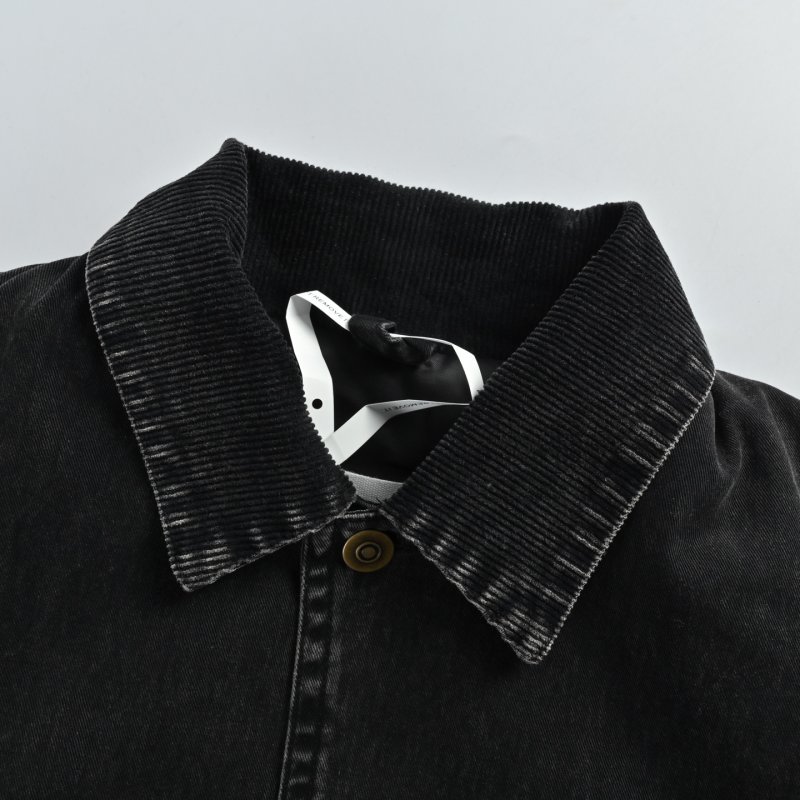 Charcoal Washed Denim Jacket with Utility Pockets view