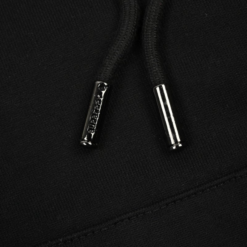 Black Zip Hoodie Jacket with Checkered Sleeve Details view
