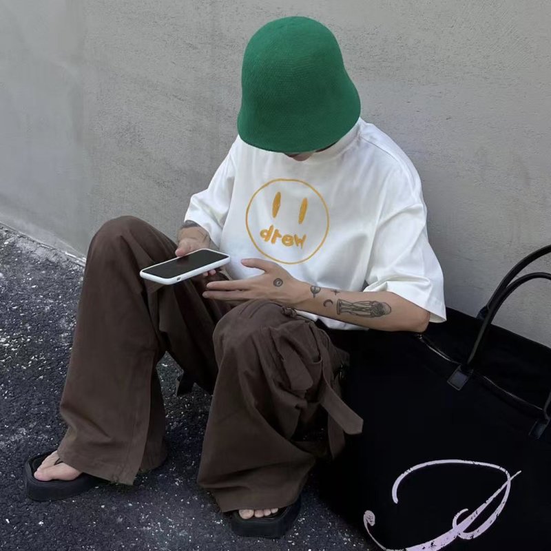 Drew Smiley Face Logo White T-Shirt