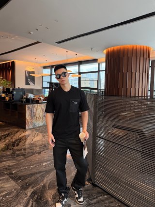 Prada Black Short Sleeve T-Shirt with Chest Pocket