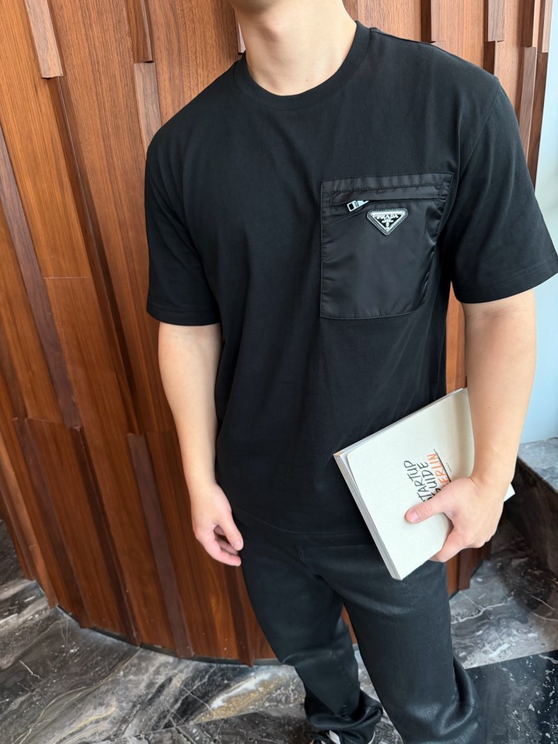 Prada Black Short Sleeve T-Shirt with Chest Pocket view