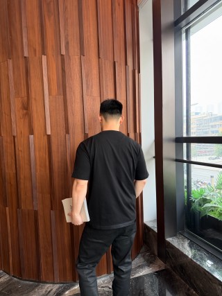 Prada Black Short Sleeve T-Shirt with Chest Pocket view 5