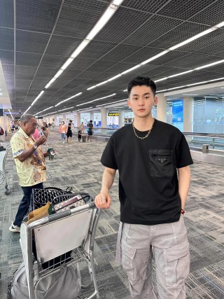 Prada Black Short Sleeve T-Shirt with Chest Pocket view 9