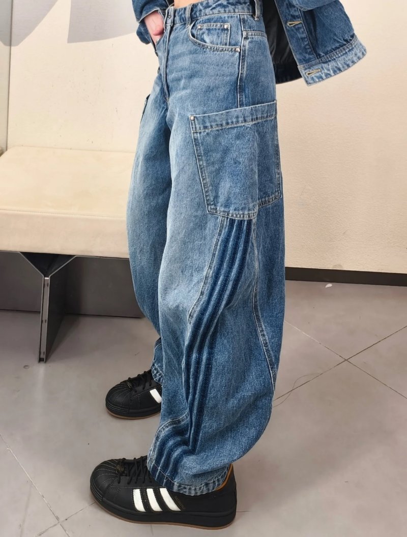 Vintage Wash Cargo Jeans Medium Blue view