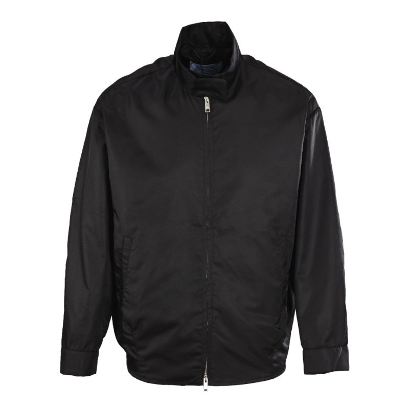 Black Nylon Zip-Up Windbreaker Jacket view