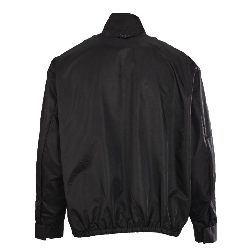 Black Nylon Zip-Up Windbreaker Jacket view