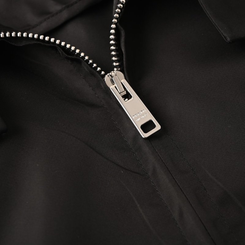 Black Nylon Zip-Up Windbreaker Jacket view