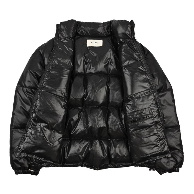 Black Puffer Down Jacket with Logo view