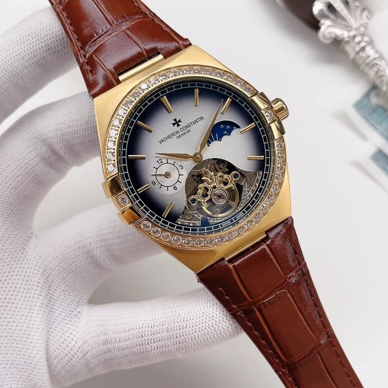 Vacheron Constantin Overseas Gold Burgundy Leather Watch