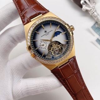 Vacheron Constantin Overseas Gold Burgundy Leather Watch