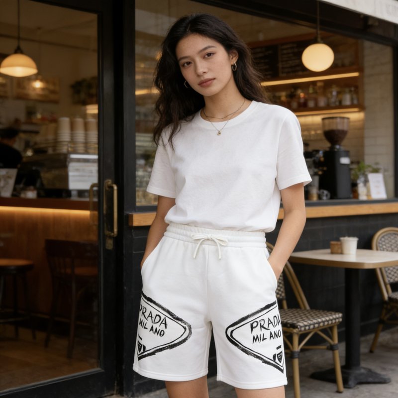 Prada White Logo Shorts view