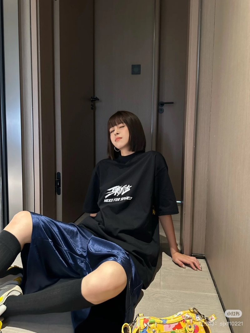 Black Graphic Print Short Sleeve T-Shirt with Yellow Accent view