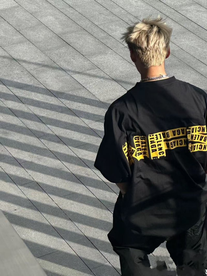 Black Graphic Print Short Sleeve T-Shirt with Yellow Accent view