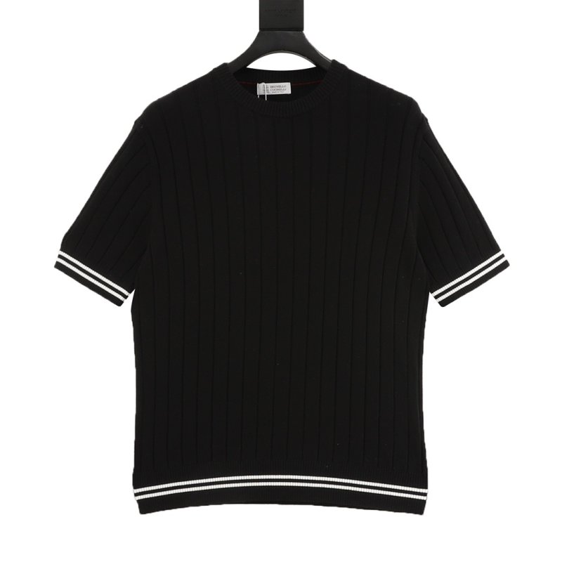 Loro Piana LP Black Crew Neck Short Sleeve Knit T-Shirt