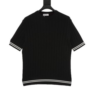 Loro Piana LP Black Crew Neck Short Sleeve Knit T-Shirt