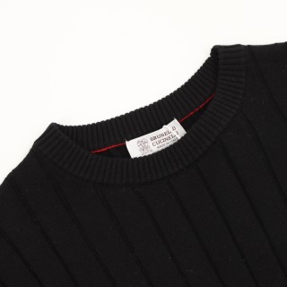 Loro Piana LP Black Crew Neck Short Sleeve Knit T-Shirt view 3