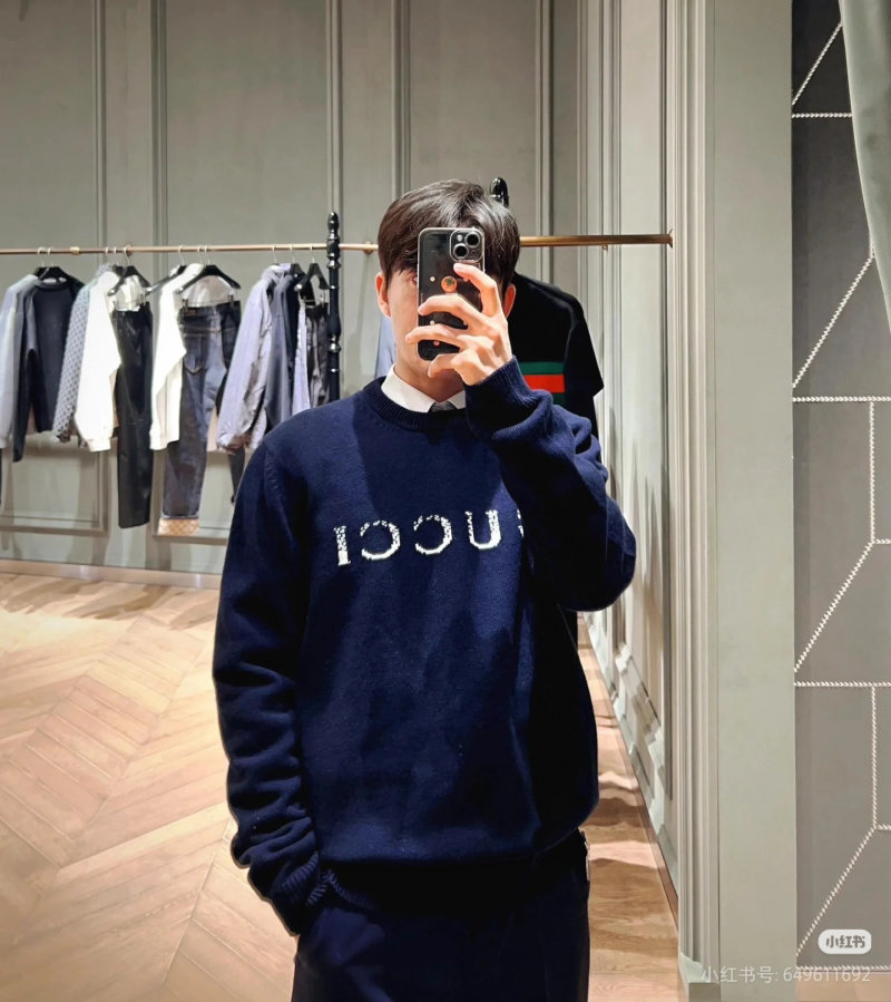 Gucci Navy Logo Crewneck Sweatshirt