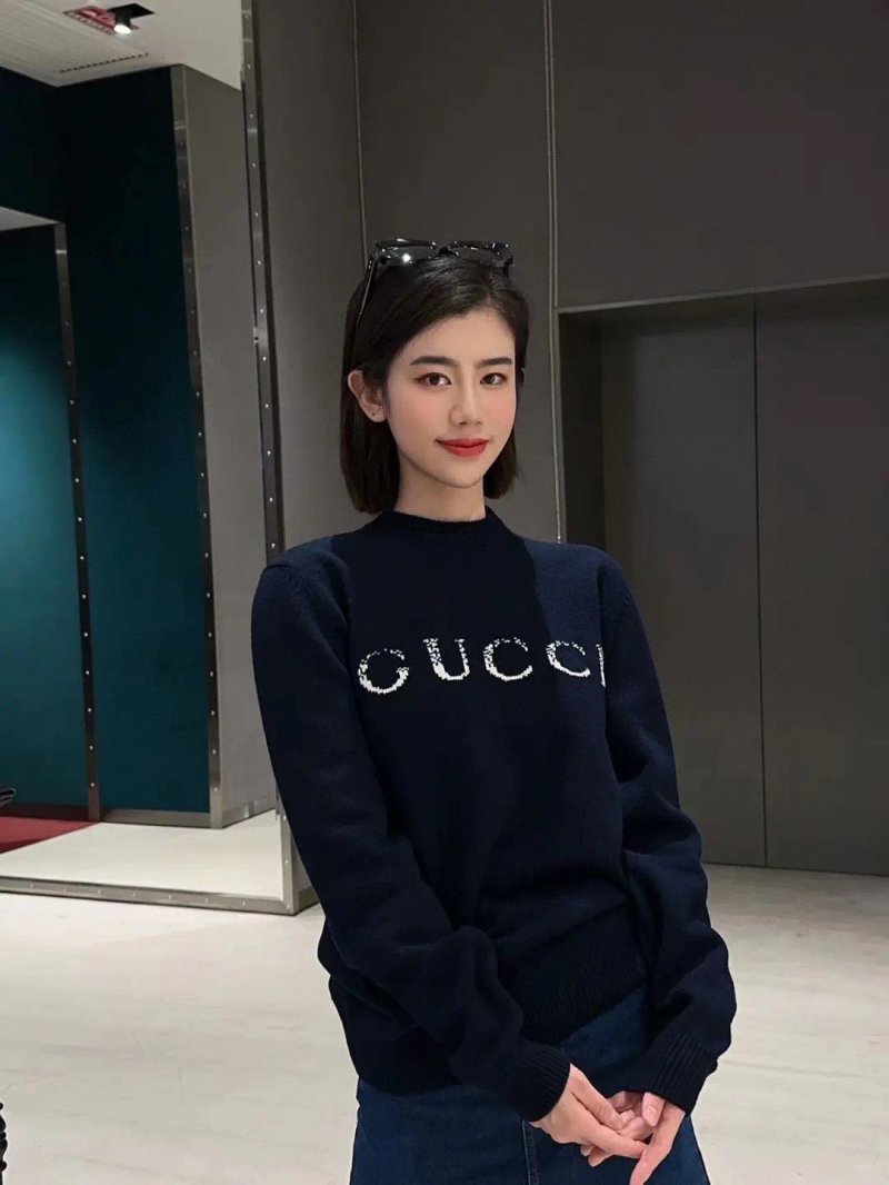Gucci Navy Logo Crewneck Sweatshirt view