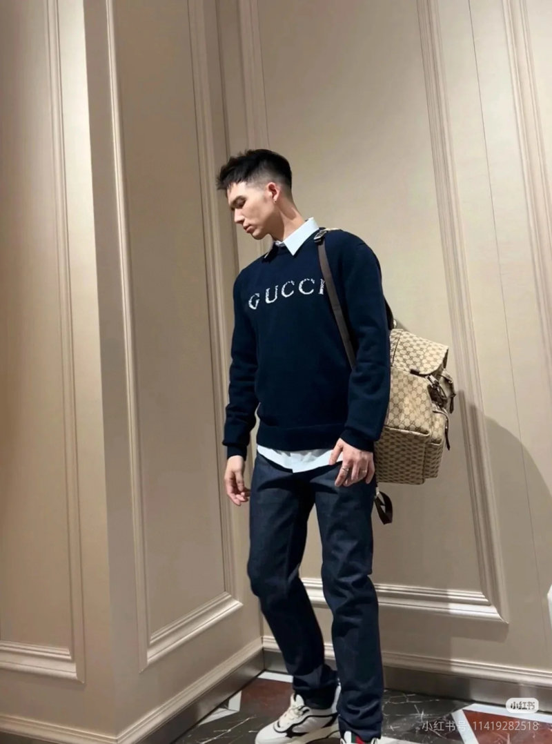 Gucci Navy Logo Crewneck Sweatshirt view