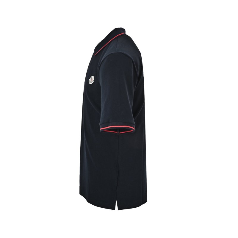 Moncler Navy Polo Shirt with Red Stripe Trim view