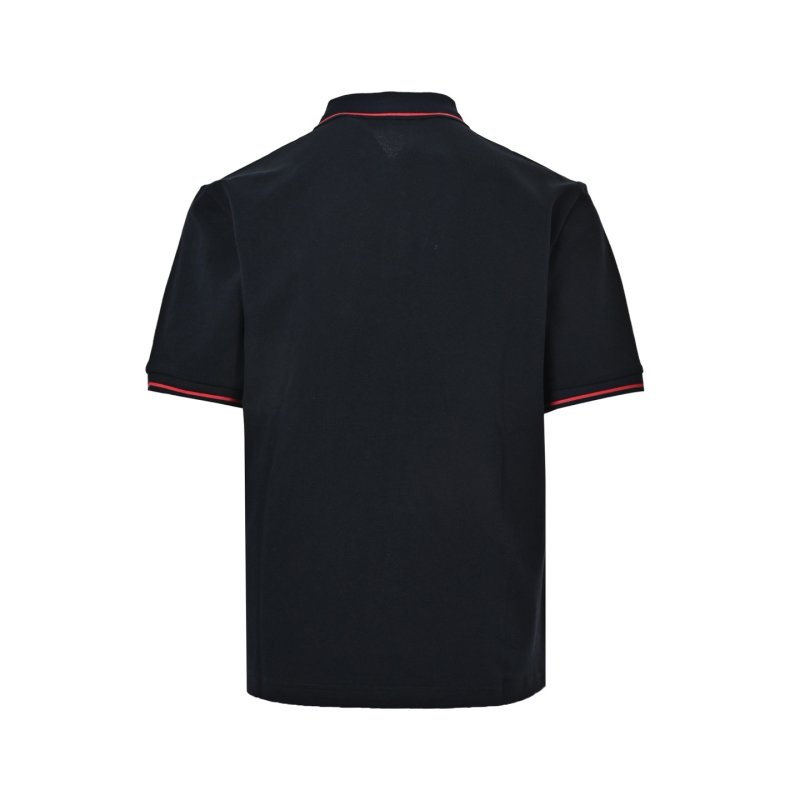 Moncler Navy Polo Shirt with Red Stripe Trim view