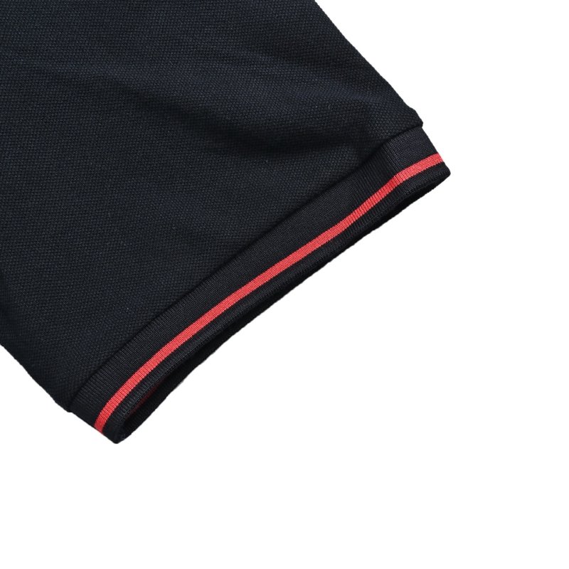 Moncler Navy Polo Shirt with Red Stripe Trim view