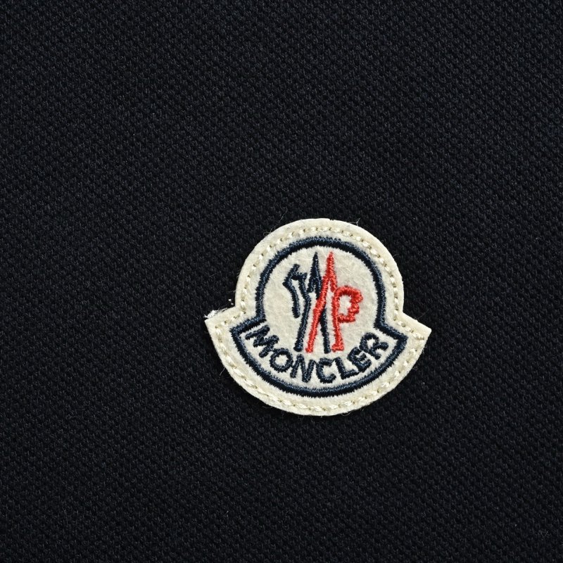 Moncler Navy Polo Shirt with Red Stripe Trim view