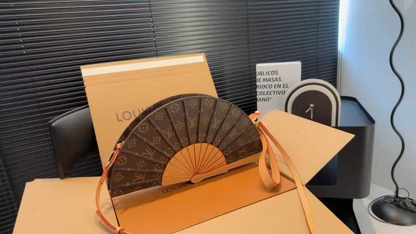 Louis Vuitton Monogram Fan Wristlet Brown Orange