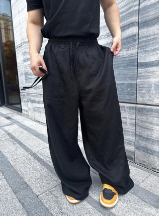 Loewe Black Wide-Leg Anagram Embroidered Pants view 4