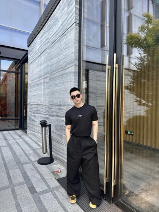Loewe Black Wide-Leg Anagram Embroidered Pants view 7