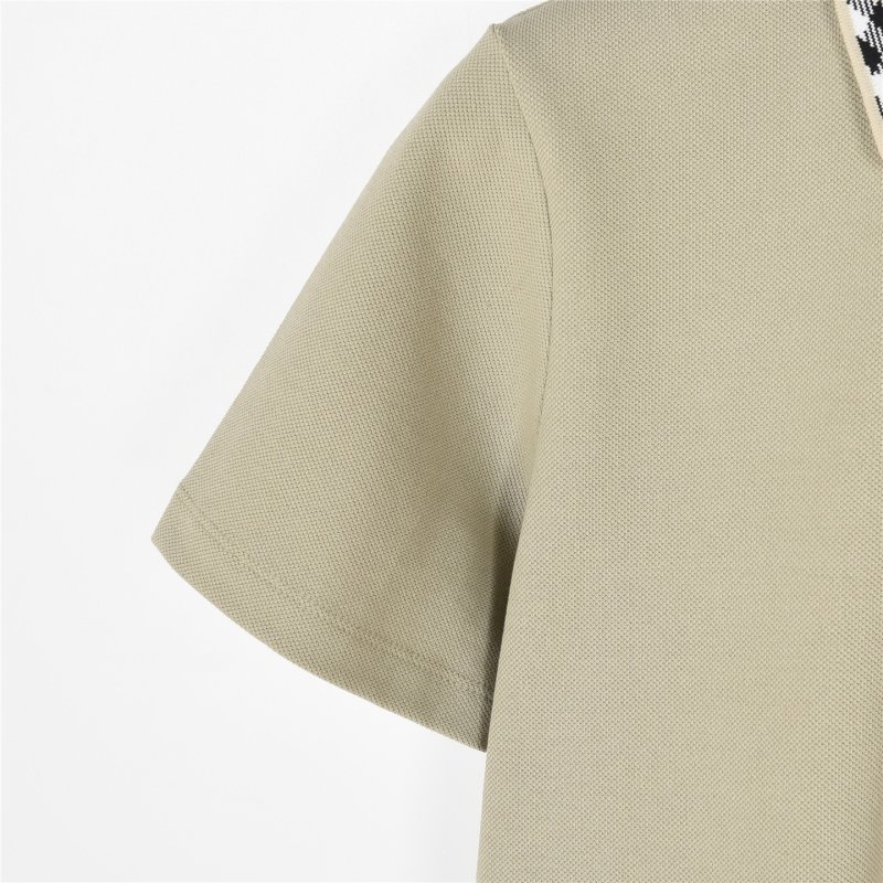 Beige Checkered Collar Polo Shirt view