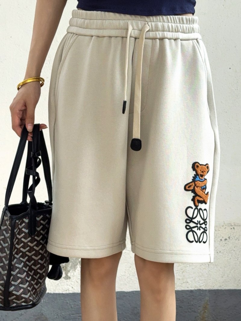 Cream Embroidered Drawstring Shorts view