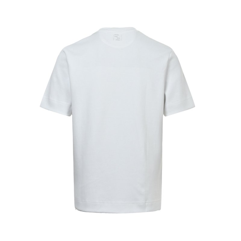 White Graphic Pocket T-Shirt with Line Art Design view