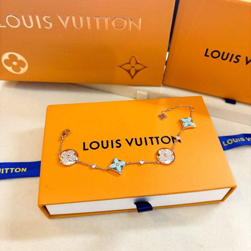 Louis Vuitton Turquoise & Crystal Flower Charm Bracelet