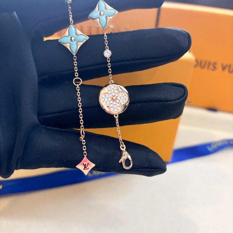 Louis Vuitton Turquoise & Crystal Flower Charm Bracelet view