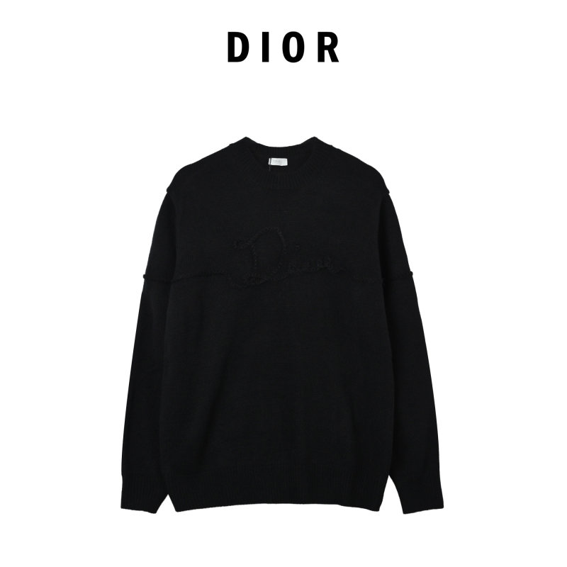 Black Textured Crewneck Sweater view