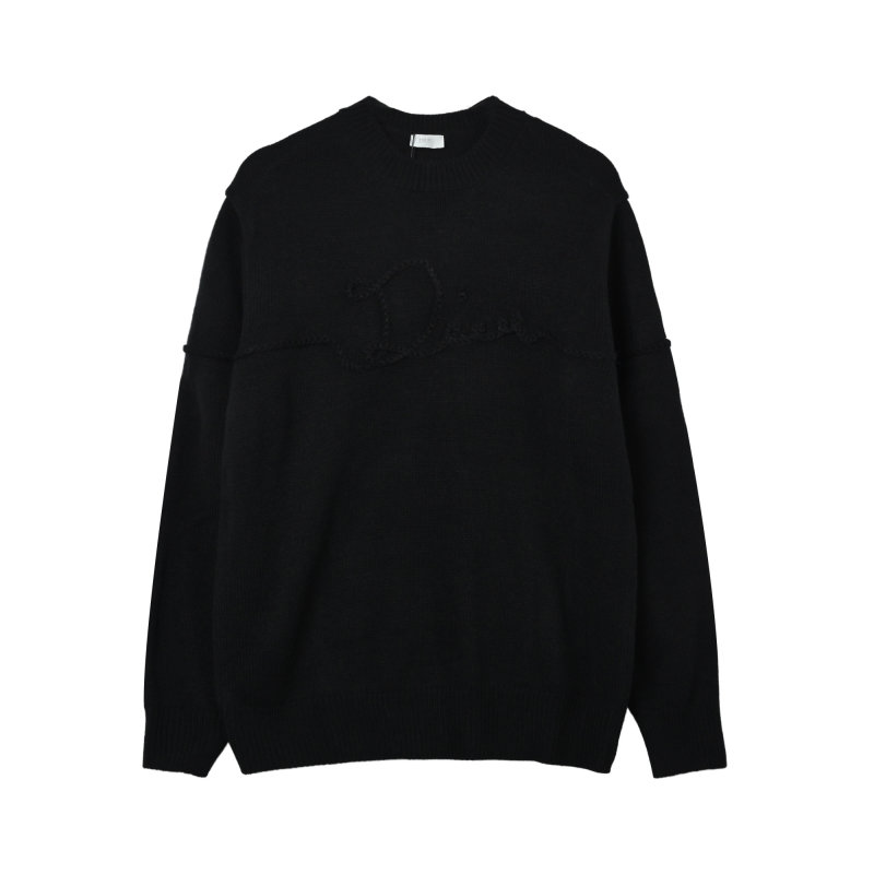 Black Textured Crewneck Sweater view