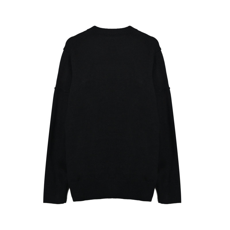 Black Textured Crewneck Sweater view