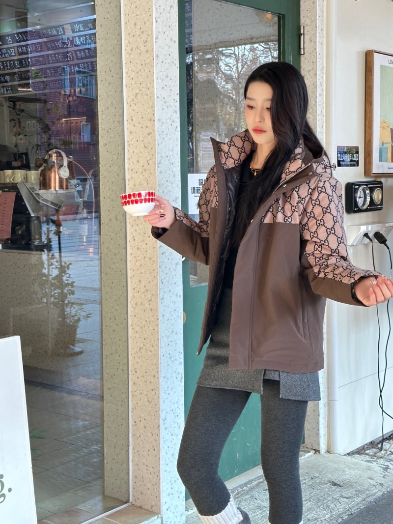 Gucci GG Monogram Down Jacket Brown view