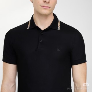 Burberry Black Polo Shirt with Check Collar